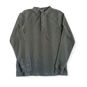 Karbon Thermal Layer Waffle  Henley Shirt Long Sleeve Olive Green Small